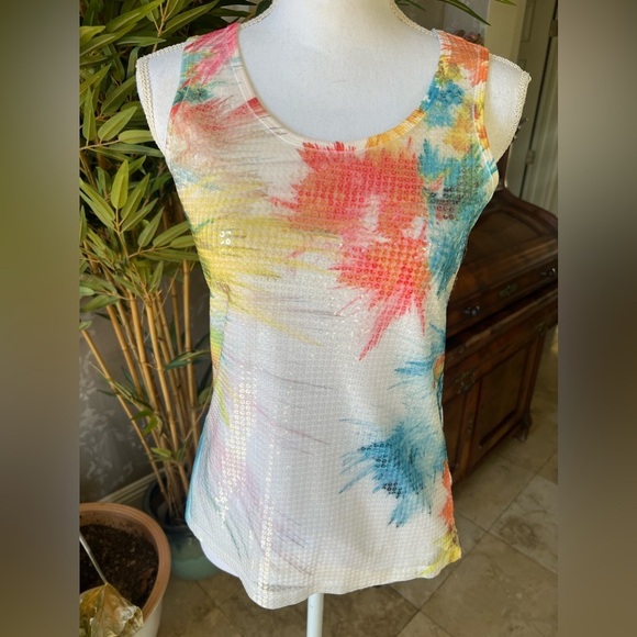 Only nine ladies tank top sequin sleeveless. NWOT. fully line medium petite - Picture 4 of 16